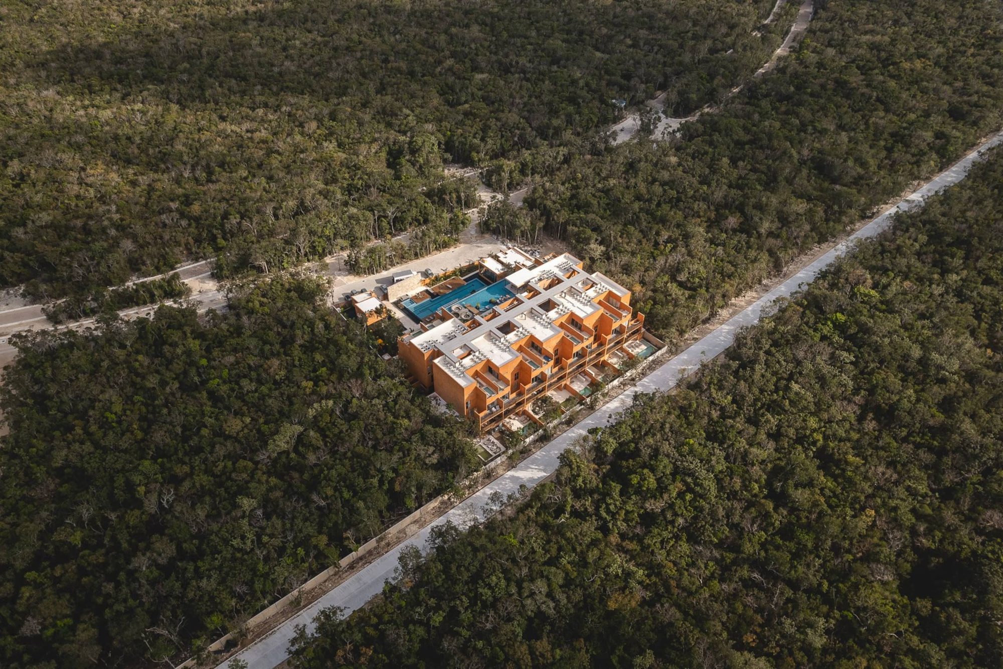 Aerial view of the community set in the jungle